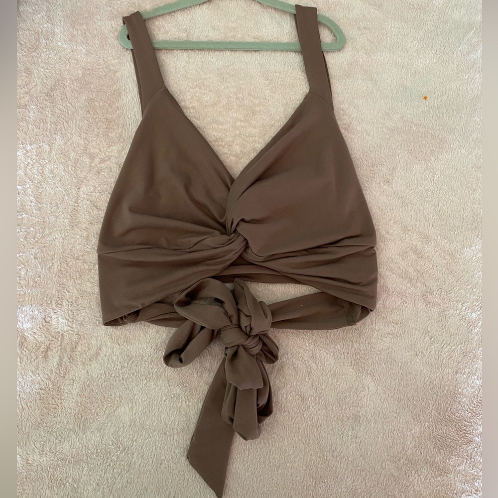 Brown strappy wrap around top